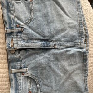 Aritzia Light Wash Denim Forum Mini Skirt